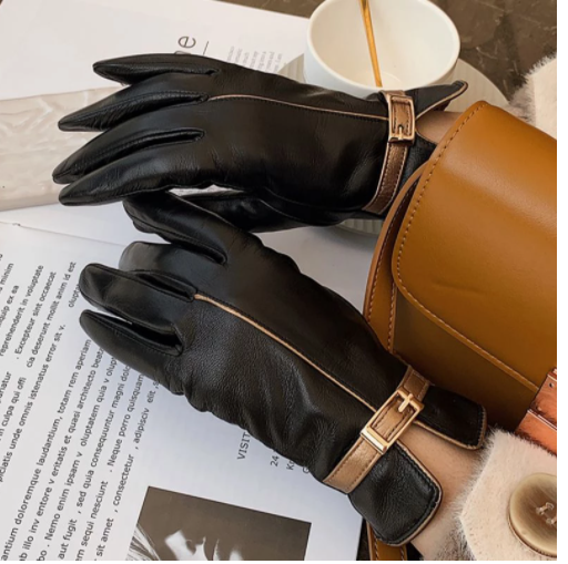 Touch Screen Driving Non-slip Thin Section Plus Velvet Thick Warmth Sheepskin Gloves Women