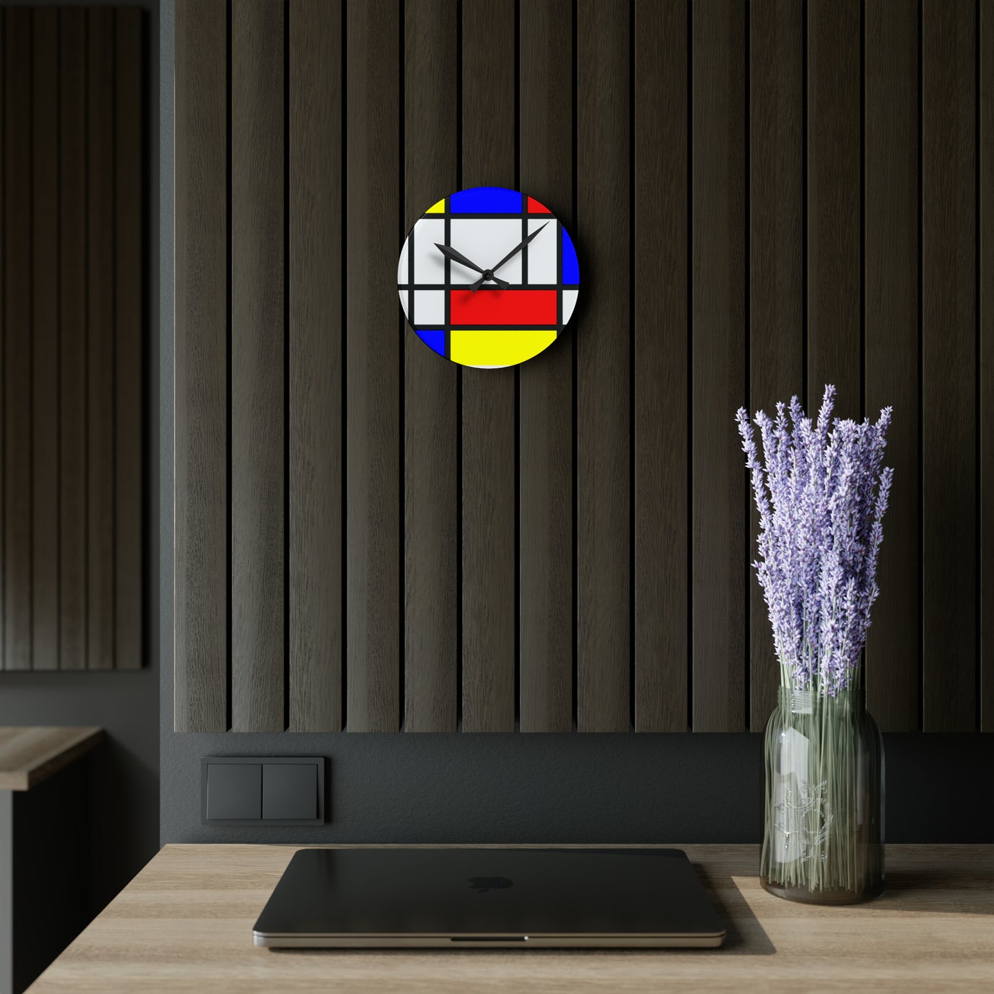 Acrylic Wall Clock, Home decor Piet Mondrian, gift for home, wall clock unique, modern wall clock