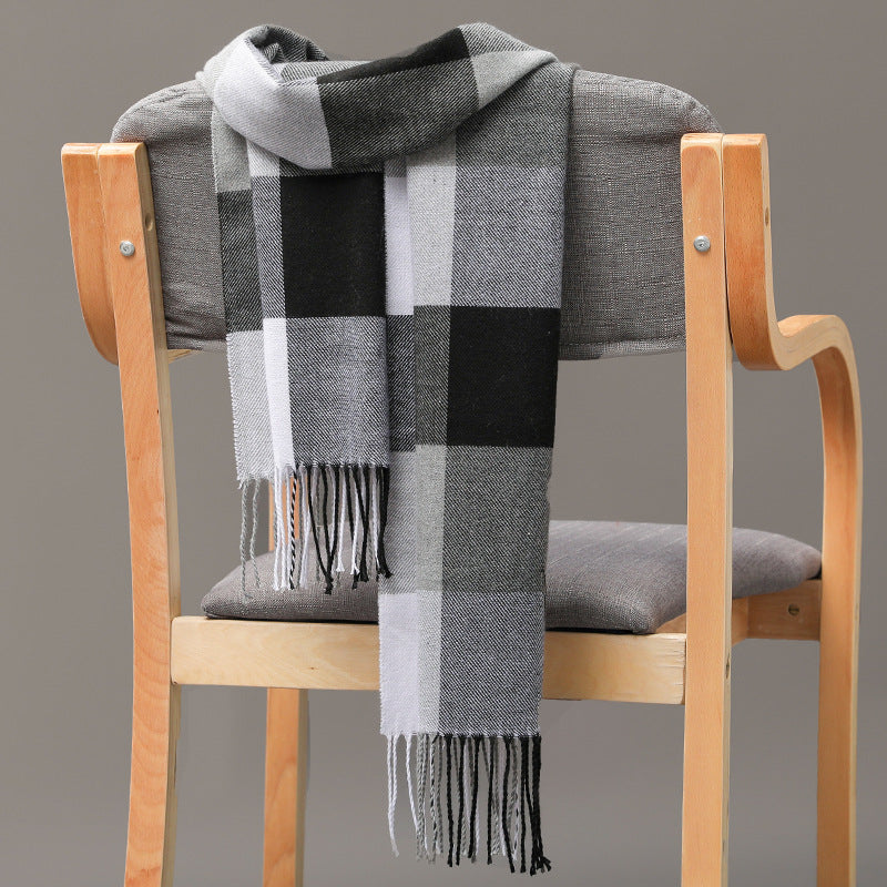 Cashmere Fringed Couple's Checked Scarf