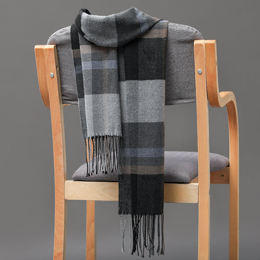 Cashmere Fringed Couple's Checked Scarf