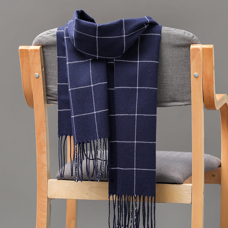 Cashmere Fringed Couple's Checked Scarf