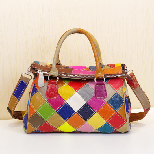 Color matching portable messenger female bag