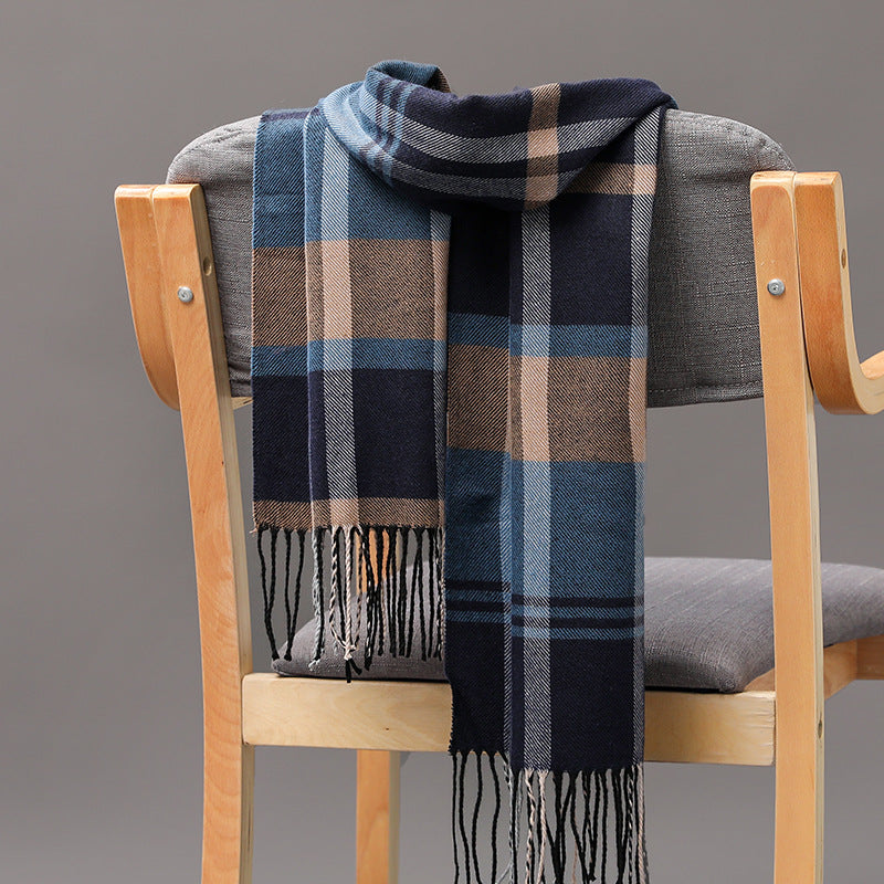 Cashmere Fringed Couple's Checked Scarf