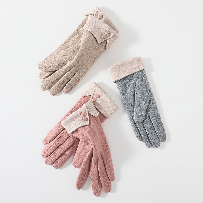 Women's Outdoor Warm Gloves With Thickened Cashmere
