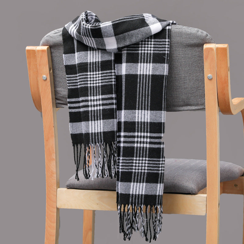 Cashmere Fringed Couple's Checked Scarf