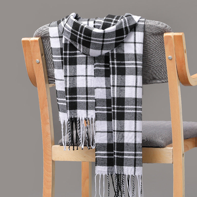 Cashmere Fringed Couple's Checked Scarf