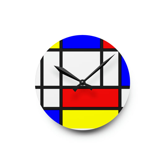 Acrylic Wall Clock, Home decor Piet Mondrian, gift for home, wall clock unique, modern wall clock