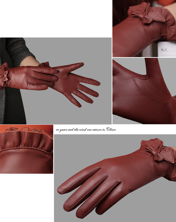 Women's Winter Warm Touch Screen Leather Gloves
