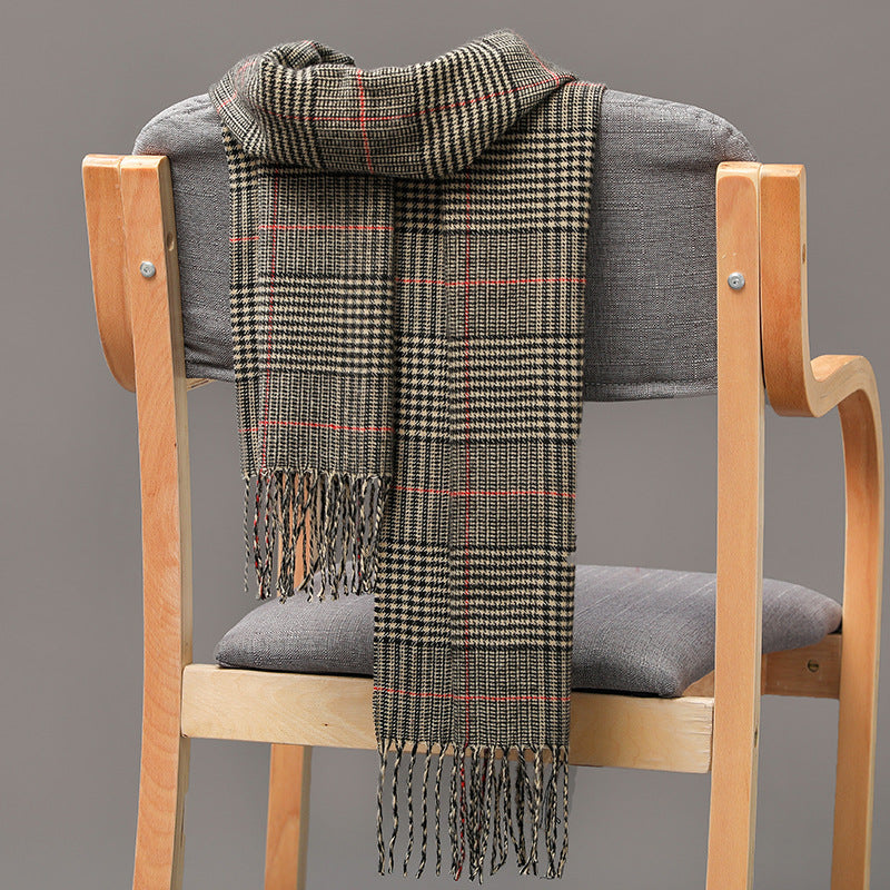 Cashmere Fringed Couple's Checked Scarf