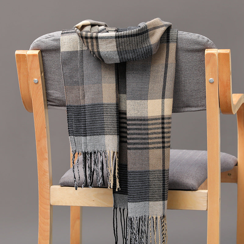 Cashmere Fringed Couple's Checked Scarf