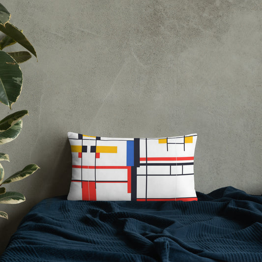 Basic Pillow / Piet Mondrian AI created design on 25.6.24 / Unique gift idea / Digital art fashion