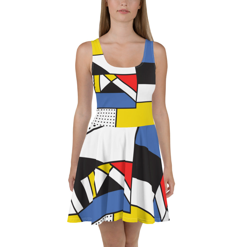 Skater Dress -> Mondrian dress, Gift for women, Art dress, Mondrian women dress