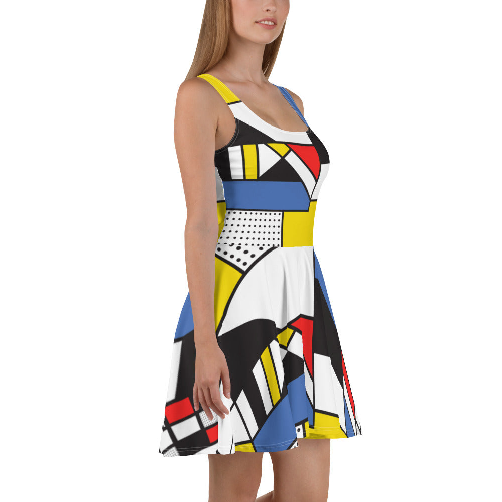 Skater Dress -> Mondrian dress, Gift for women, Art dress, Mondrian women dress