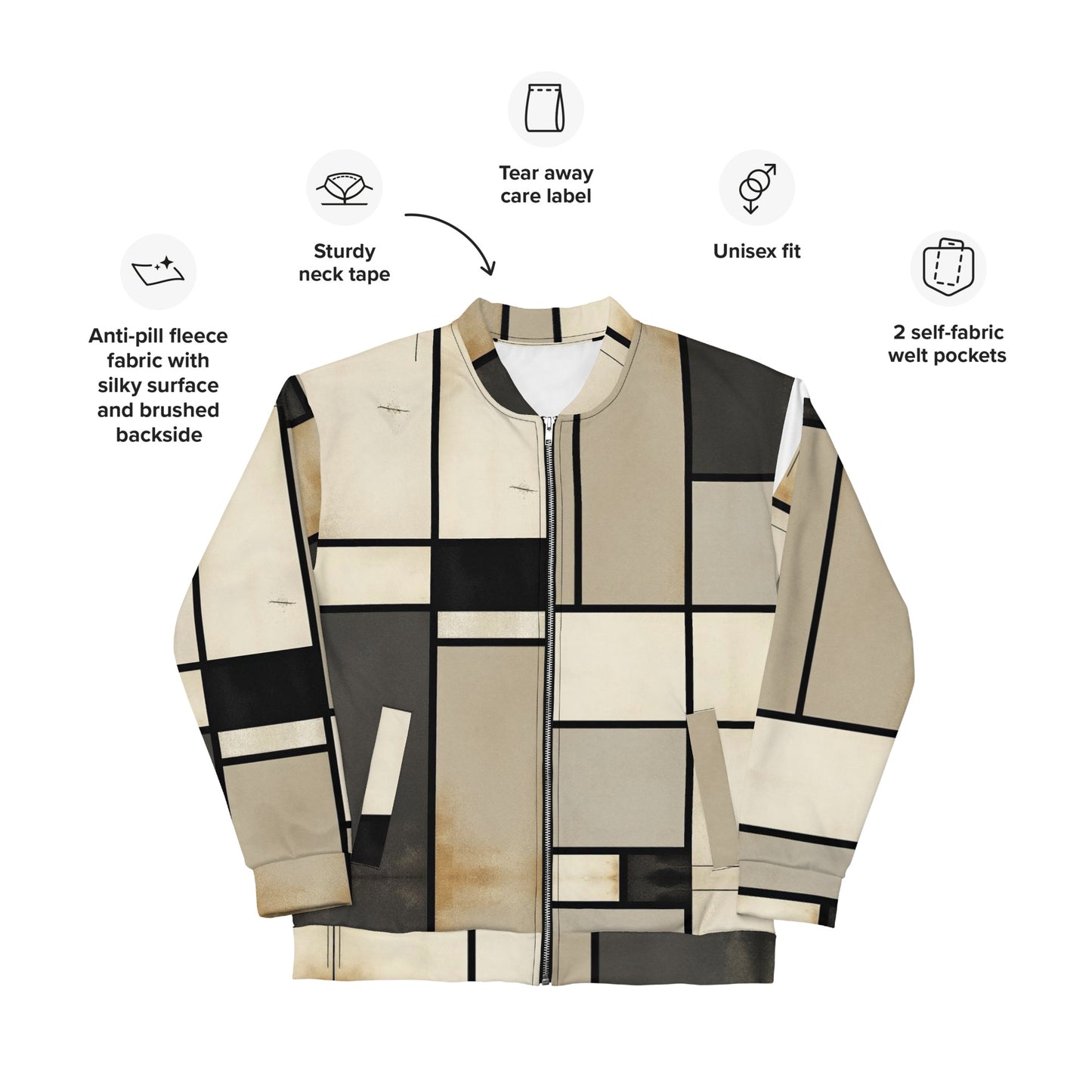 Unisex Vintage Bomber Jacket - Piet Mondrian