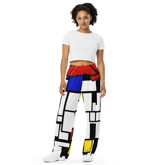 All-over print unisex wide-leg pants / Piet Mondrian