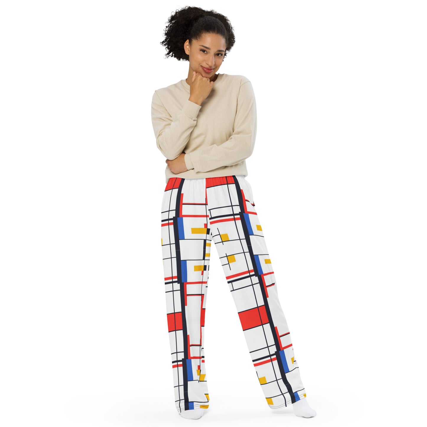 Piet Mondrian unisex wide-leg pants AI created 06/24 / Tech-inspired outfit / Trendy fashion set / Modern art pants