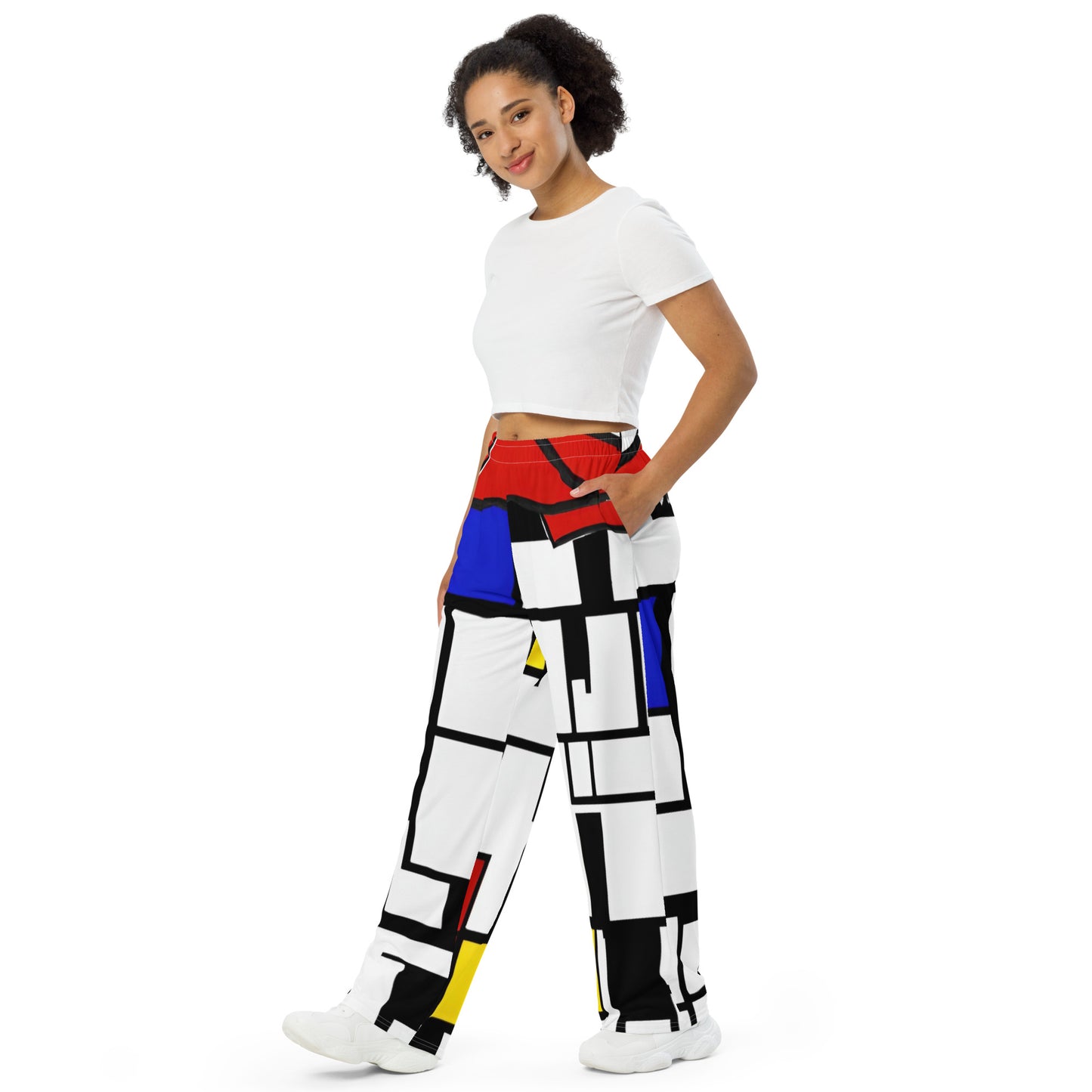 All-over print unisex wide-leg pants / Piet Mondrian