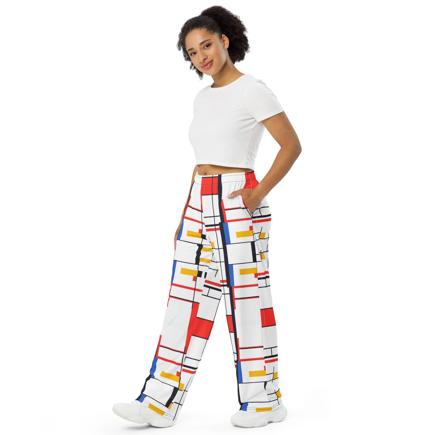 Piet Mondrian unisex wide-leg pants AI created 06/24 / Tech-inspired outfit / Trendy fashion set / Modern art pants