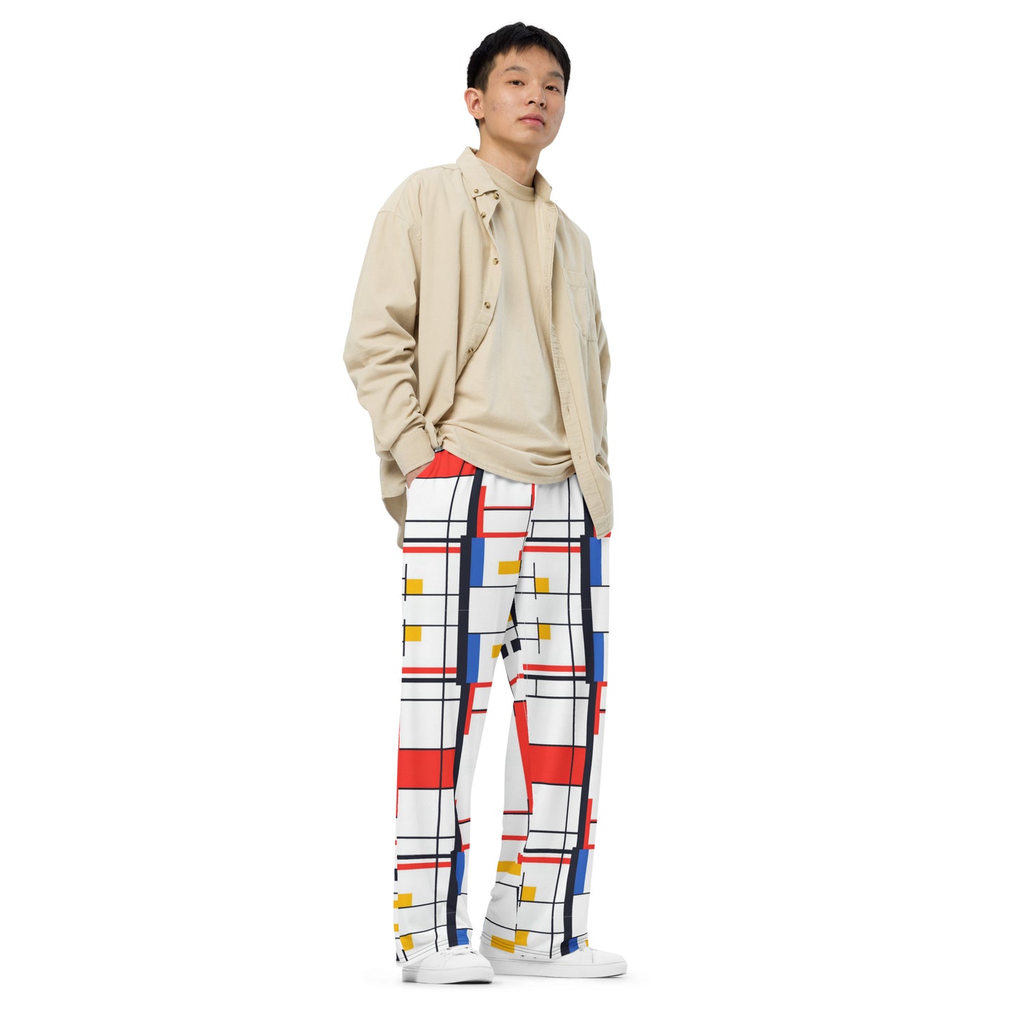 Piet Mondrian unisex wide-leg pants AI created 06/24 / Tech-inspired outfit / Trendy fashion set / Modern art pants