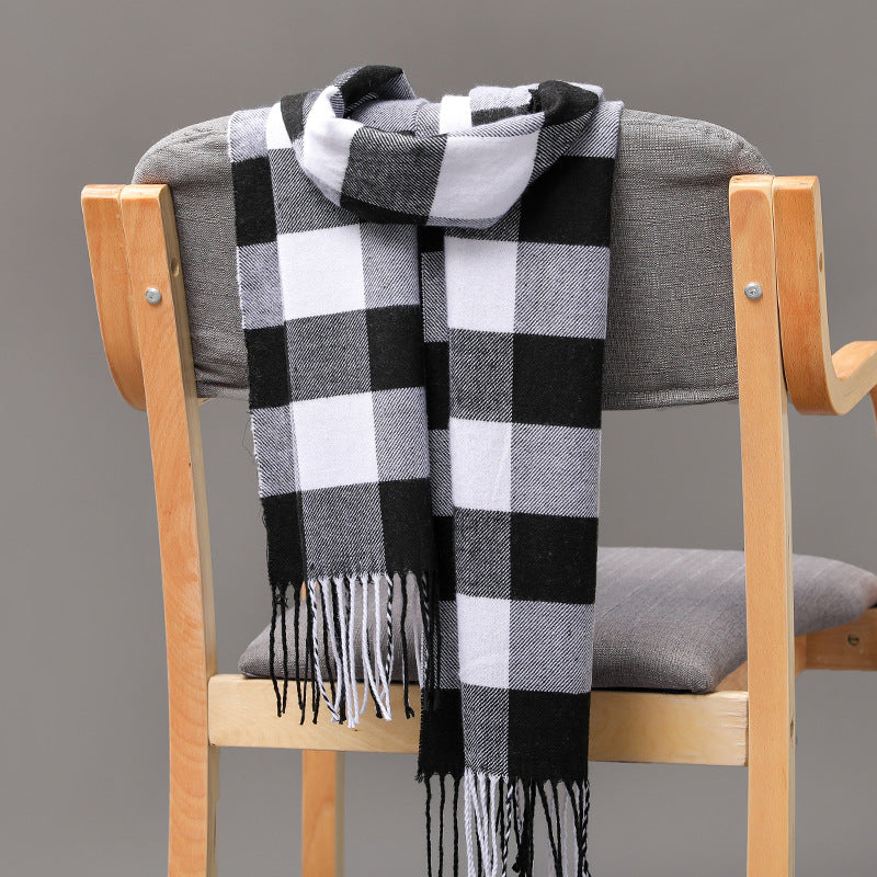 Cashmere Fringed Couple's Checked Scarf