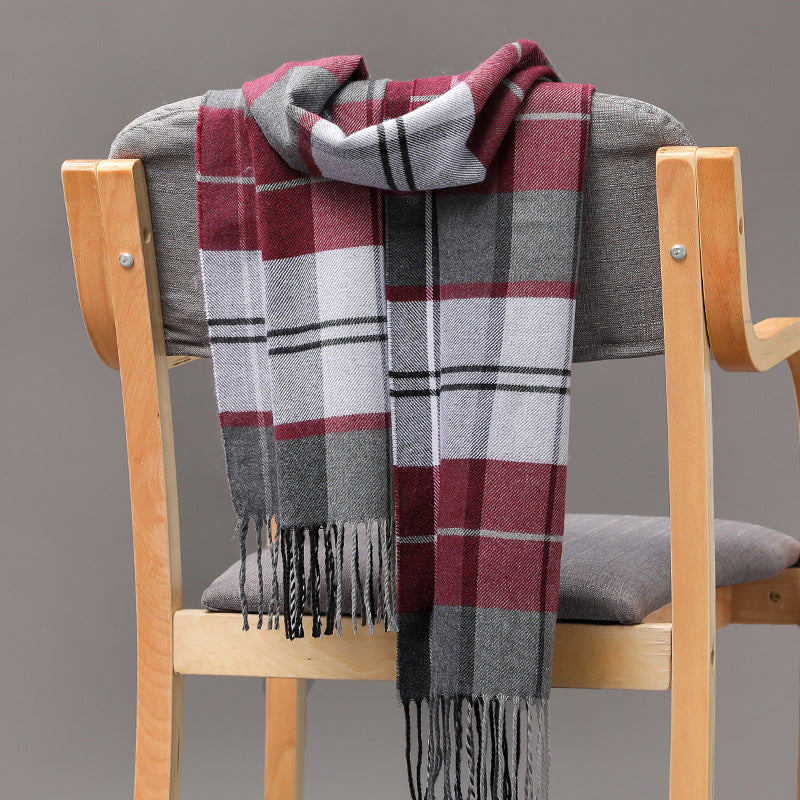 Cashmere Fringed Couple's Checked Scarf