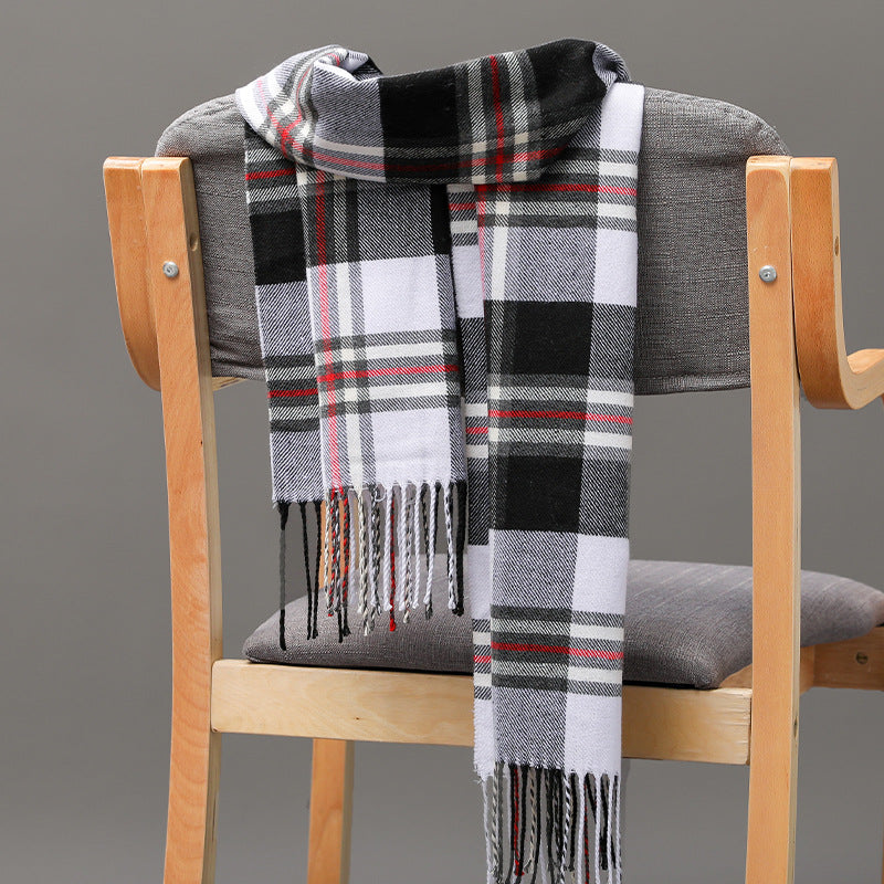 Cashmere Fringed Couple's Checked Scarf