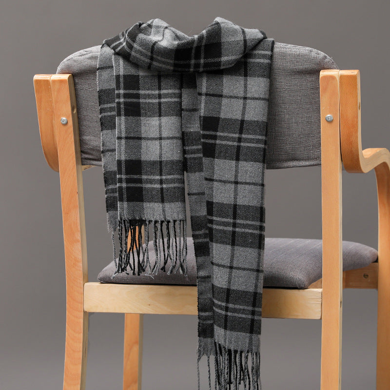 Cashmere Fringed Couple's Checked Scarf