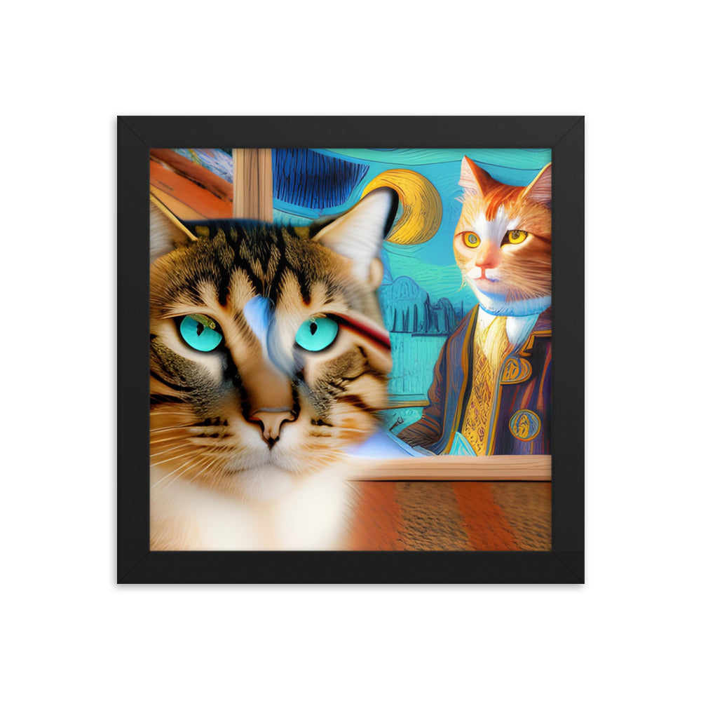 Framed poster Cat & Mona Lisa