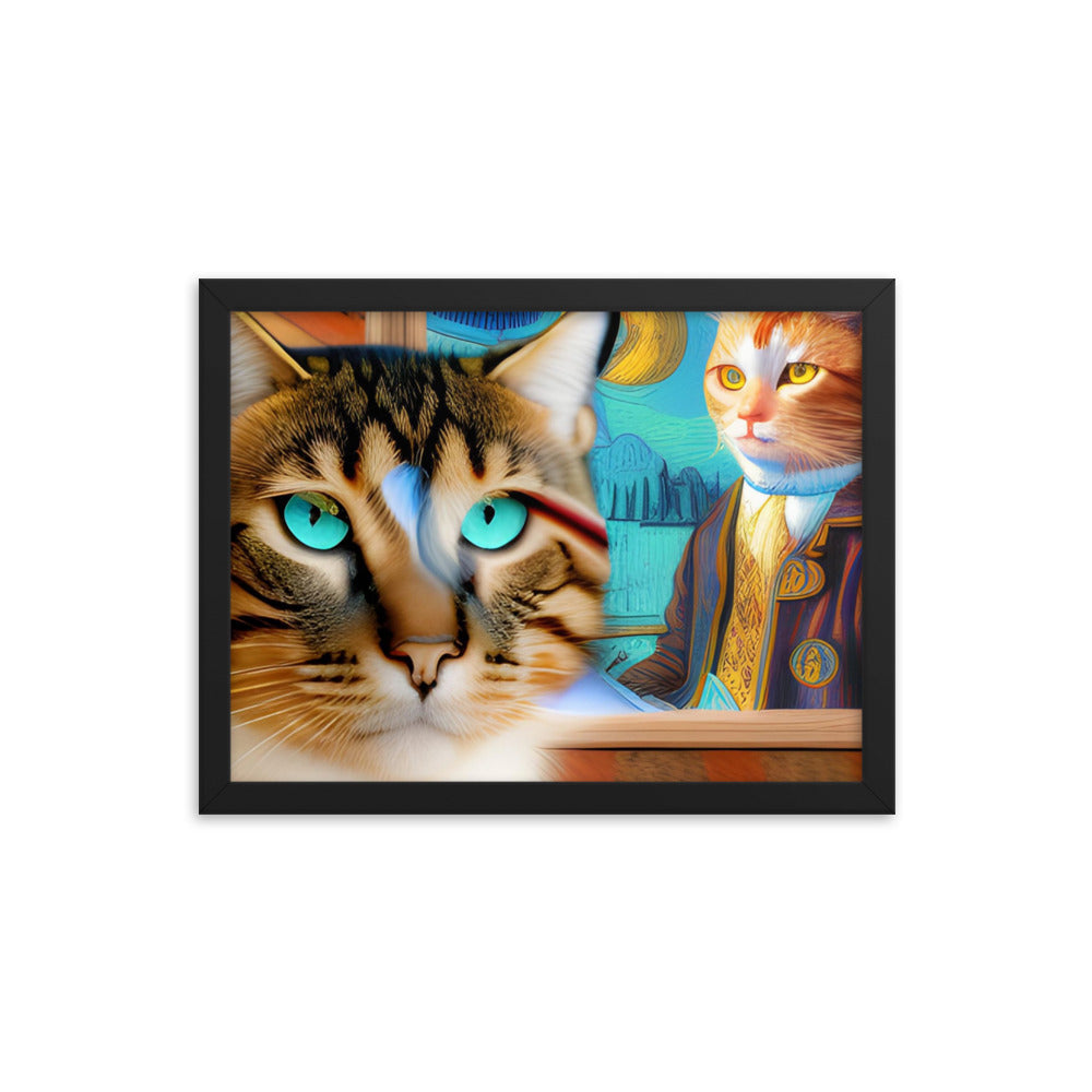 Framed poster Cat & Mona Lisa