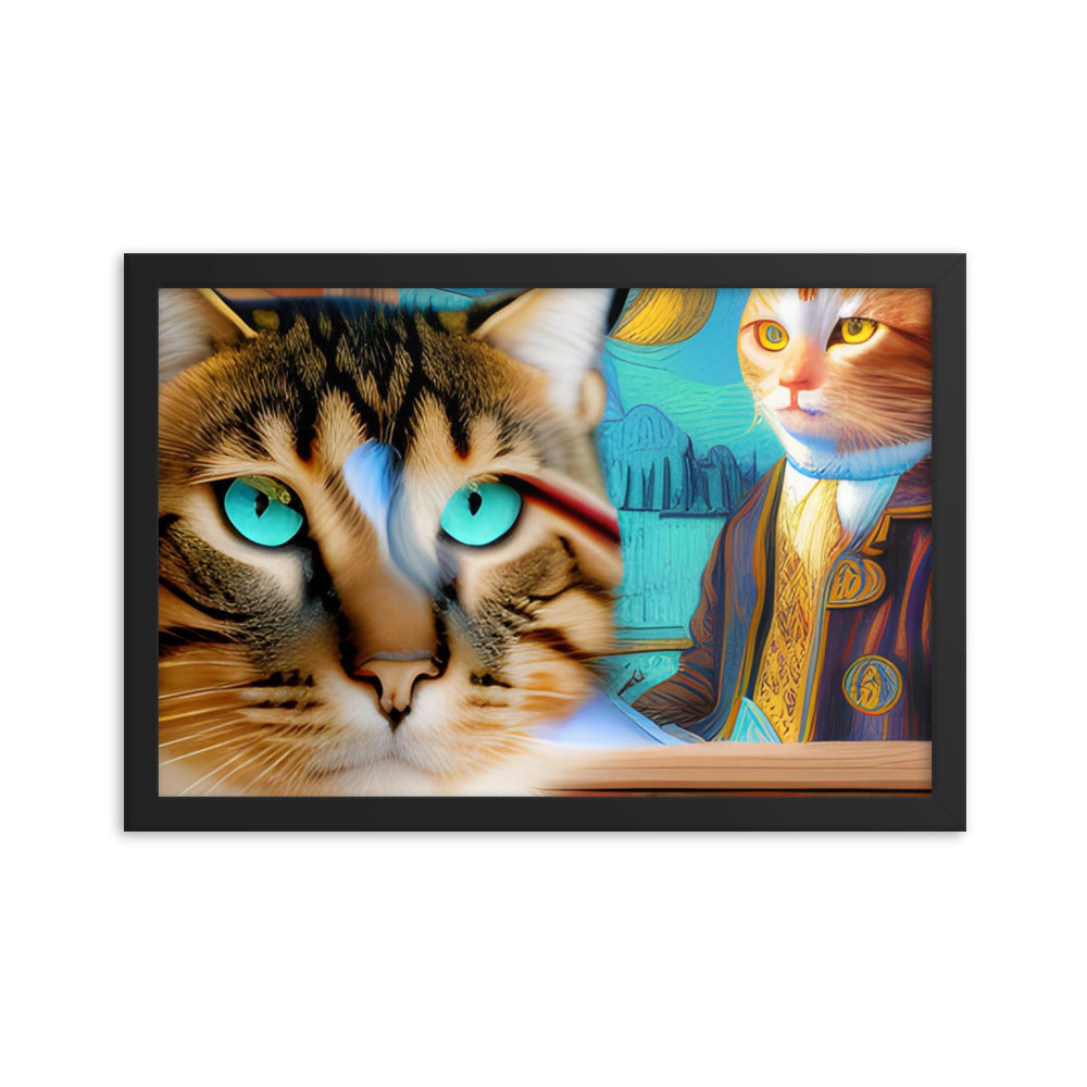 Framed poster Cat & Mona Lisa