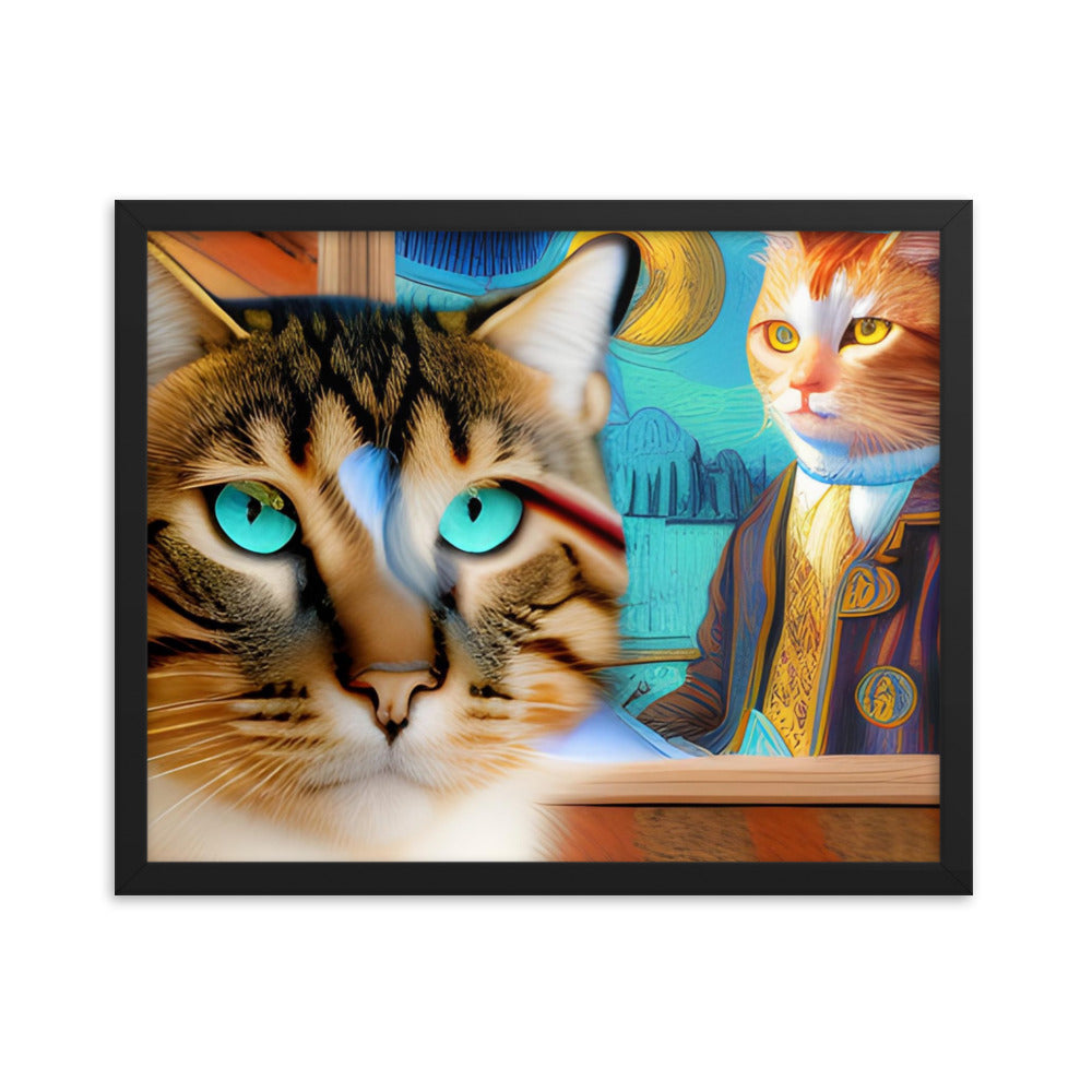 Framed poster Cat & Mona Lisa