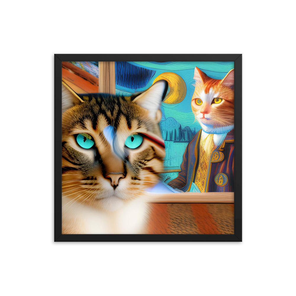 Framed poster Cat & Mona Lisa