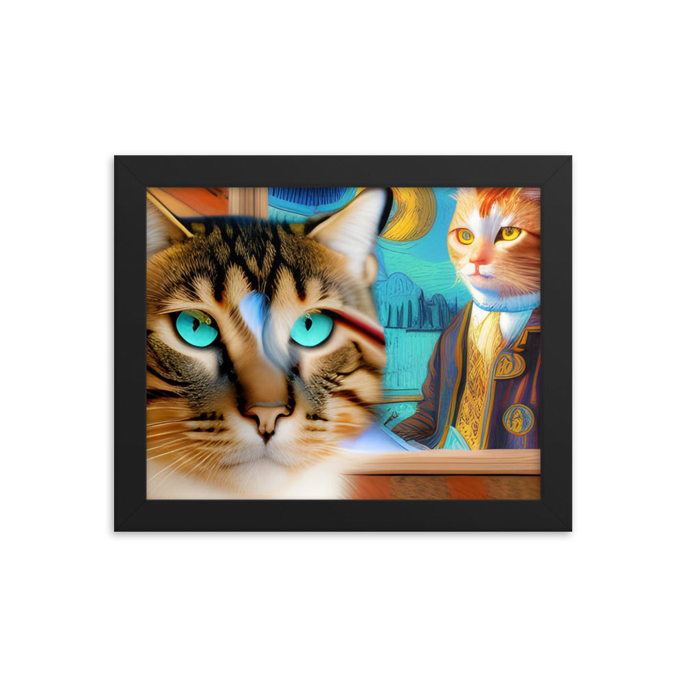 Framed poster Cat & Mona Lisa