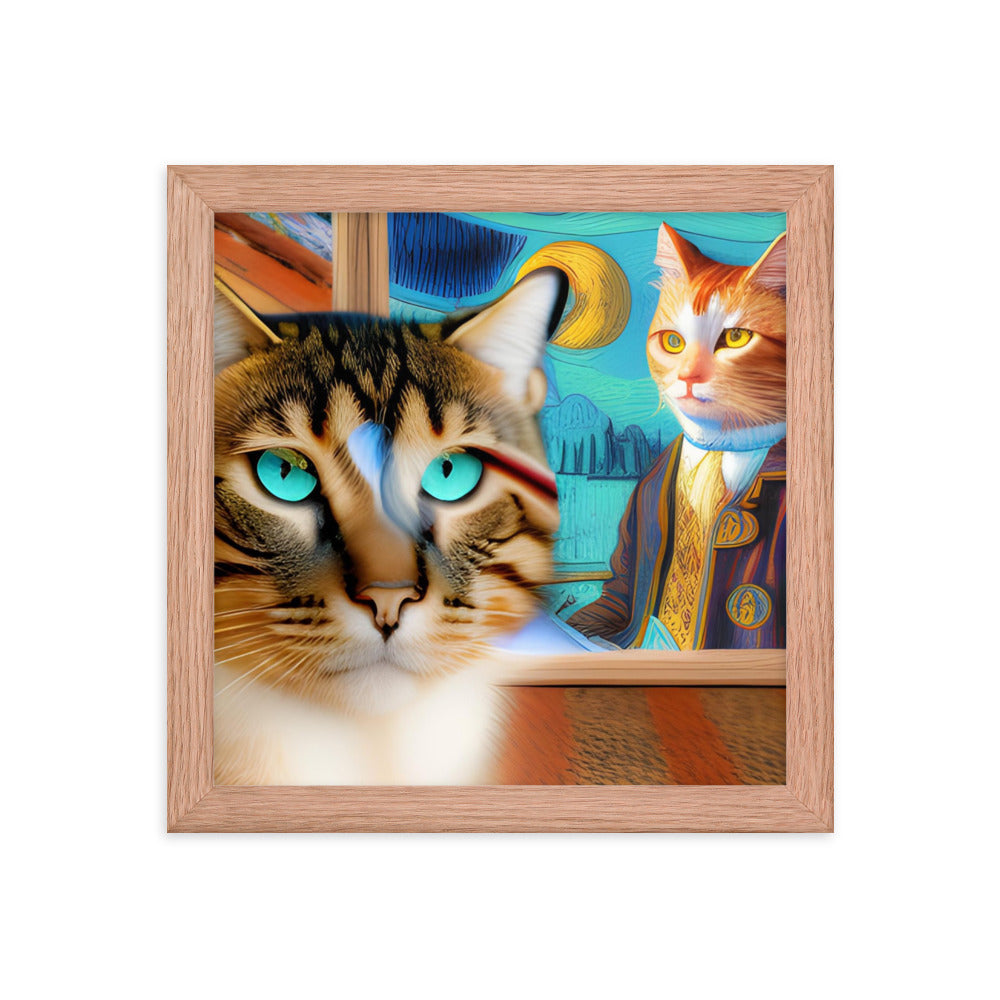 Framed poster Cat & Mona Lisa