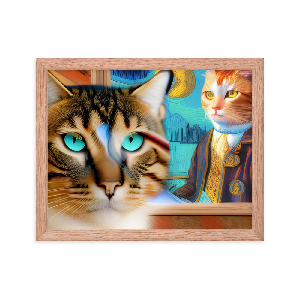 Framed poster Cat & Mona Lisa