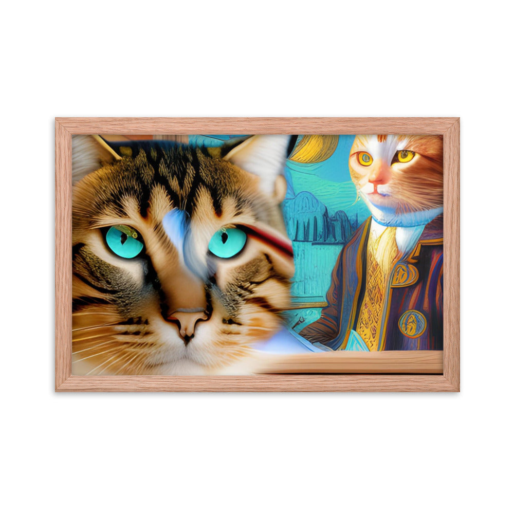 Framed poster Cat & Mona Lisa