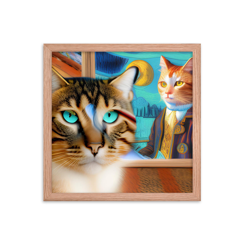 Framed poster Cat & Mona Lisa