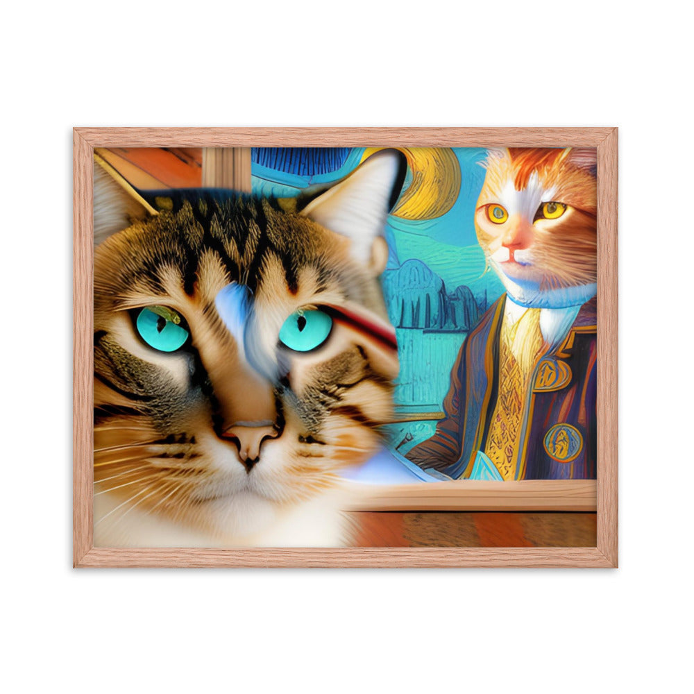 Framed poster Cat & Mona Lisa