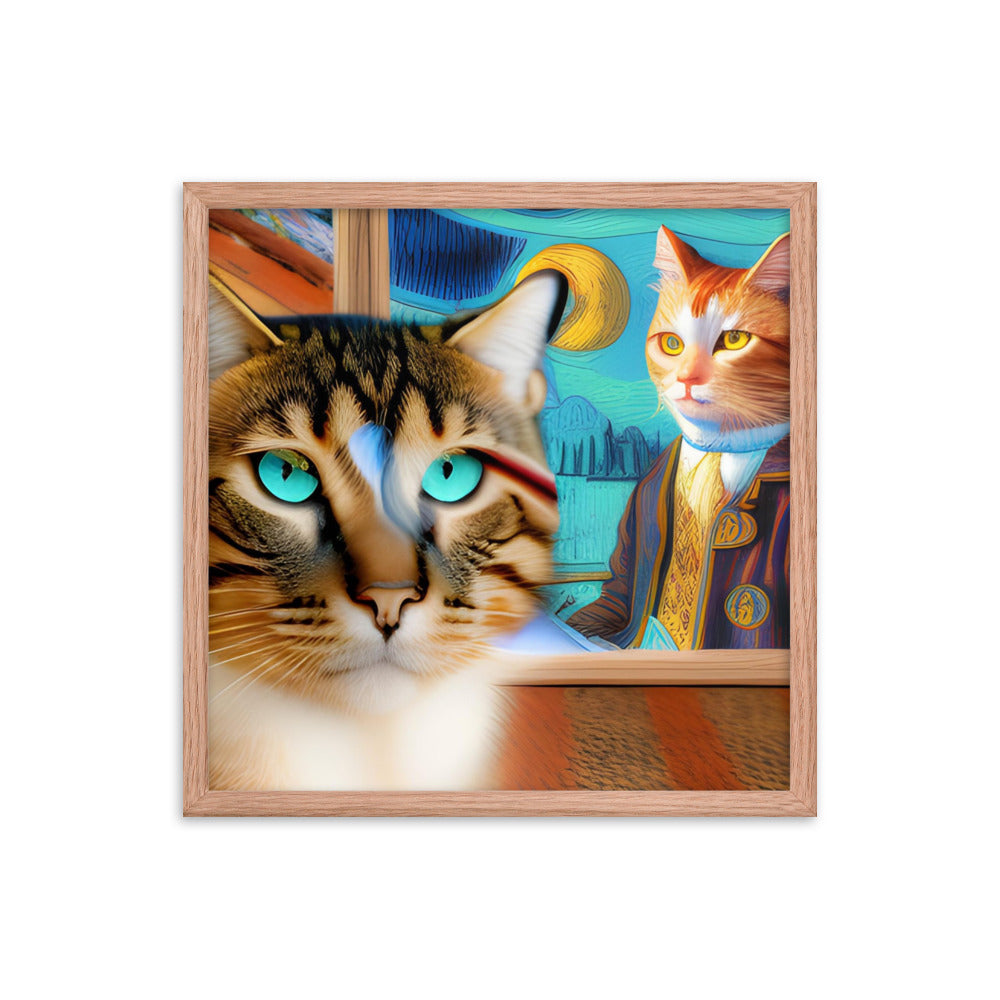 Framed poster Cat & Mona Lisa