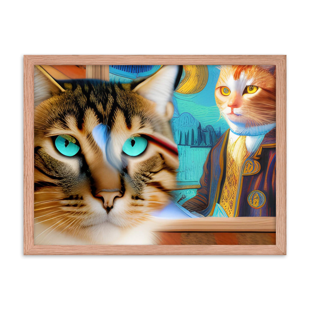 Framed poster Cat & Mona Lisa