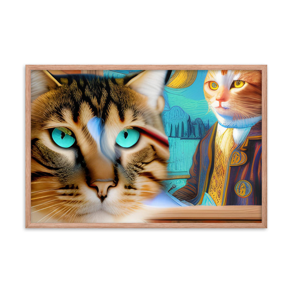 Framed poster Cat & Mona Lisa