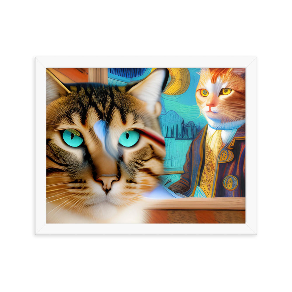 Framed poster Cat & Mona Lisa