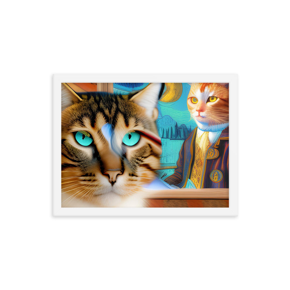 Framed poster Cat & Mona Lisa