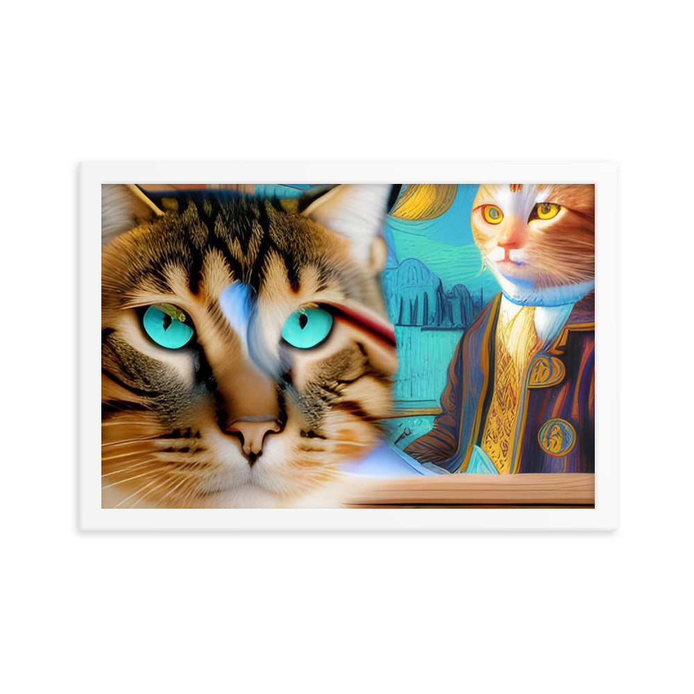 Framed poster Cat & Mona Lisa