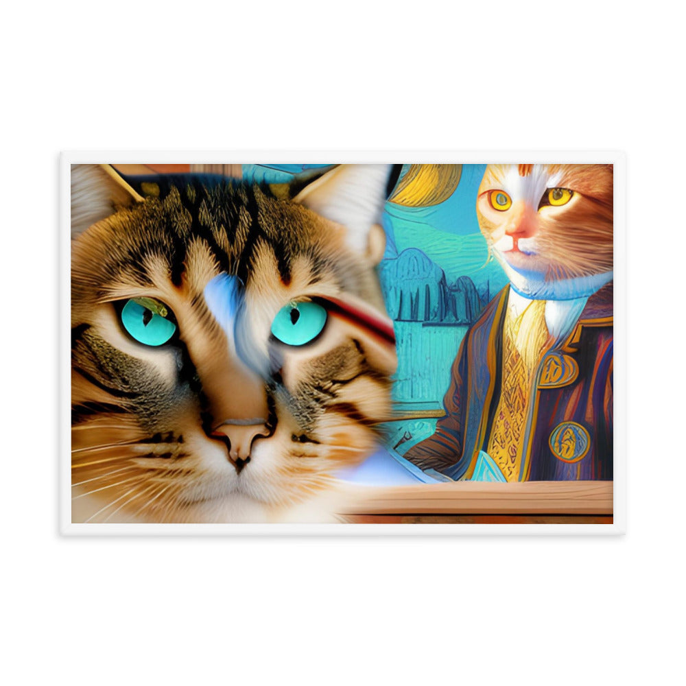 Framed poster Cat & Mona Lisa