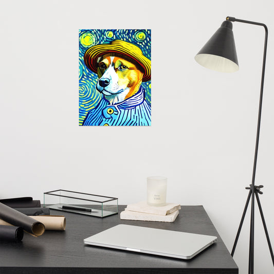 Poster Van Gogh background & Dog cool design