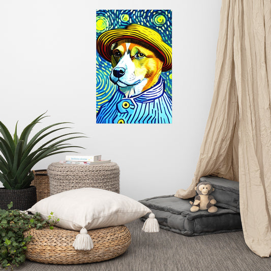 Poster Van Gogh background and Cool Dog lover design