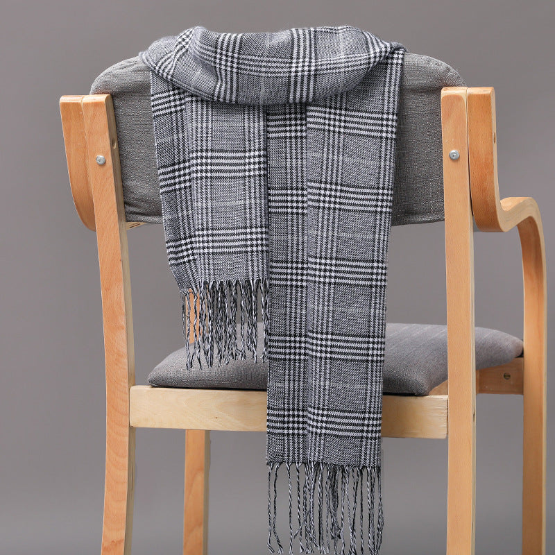 Cashmere Fringed Couple's Checked Scarf