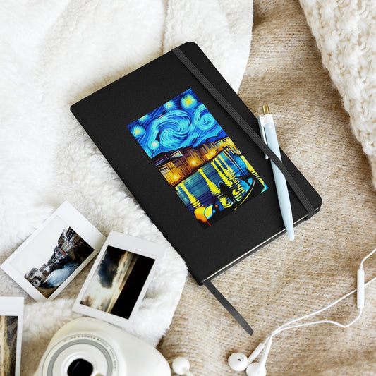 Hardcover bound notebook  / Gondolieri & Van Gogh background design