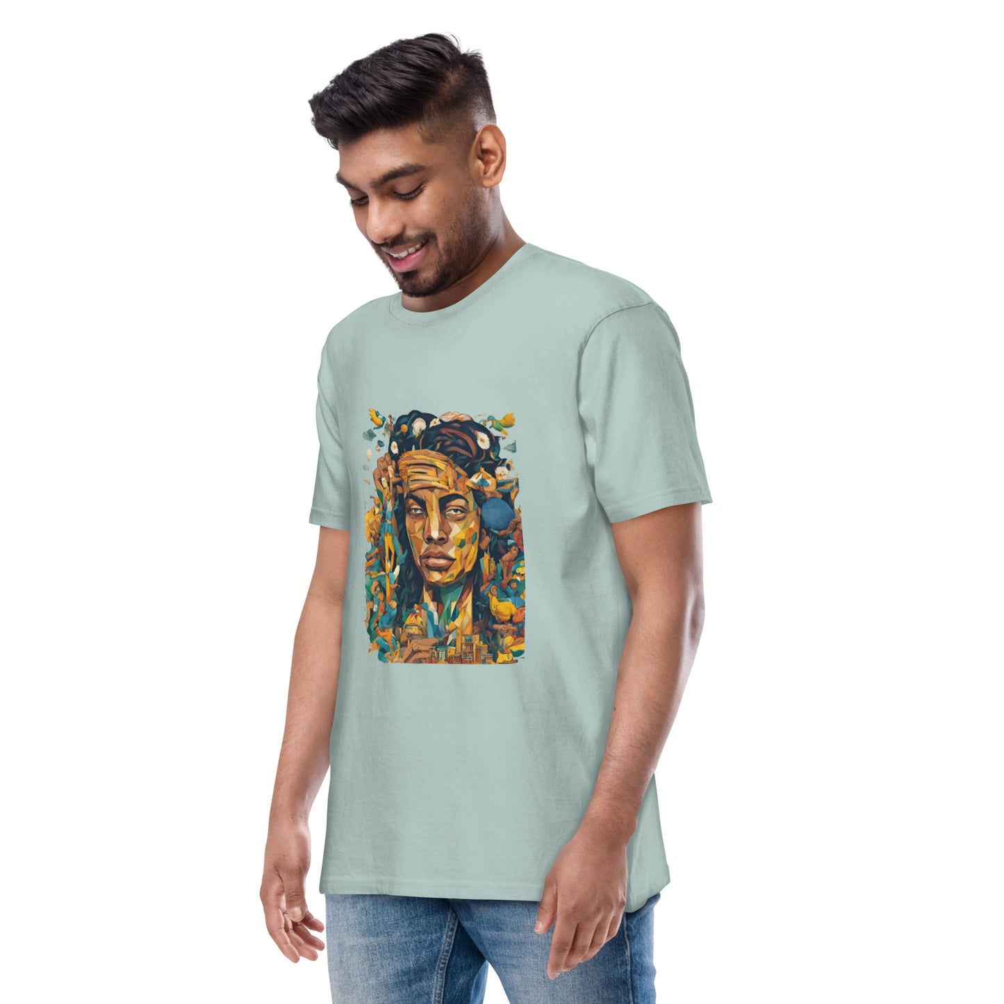 Men’s premium heavyweight tee / Native American fashion AI T-Shirt